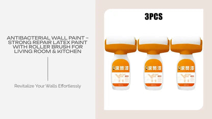 Antibacterial Wall Paint &ndash; Strong Repair Latex Paint with Roller Brush for Living Room &amp; Kitchen by@Outfy