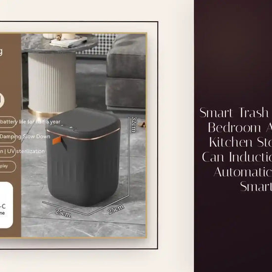 Smart Trash Can With Lid For Bedroom And Living Room Kitchen Storage Box Trash Can Induction Small Car Box Automatic Smart Dustbin Smart Trash Bin by@Outfy