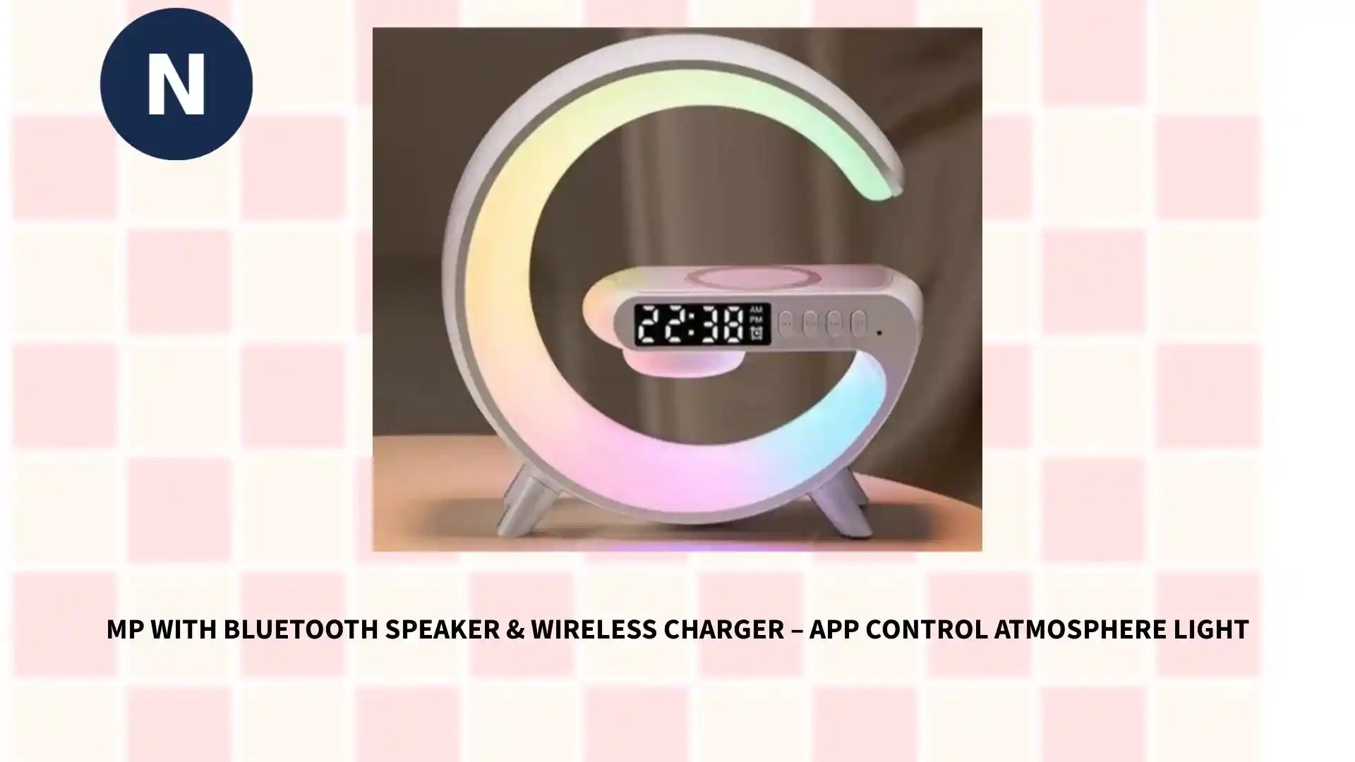 mp with Bluetooth Speaker & Wireless Charger &ndash; App Control Atmosphere Light by@Outfy